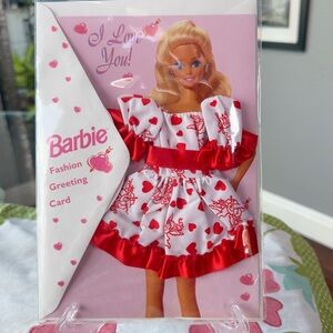 Vintage 1995 Barbie “I Love You!” Fashion Greeting Card w/Adorable Barbie Dress
